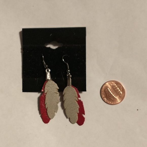 Leather Feather Earrings - Picture 1 of 1